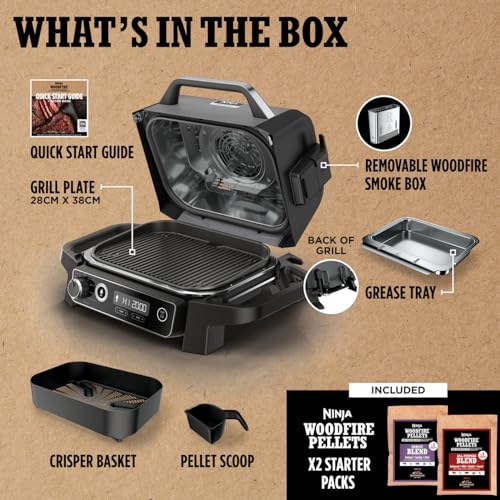 Ninja Woodfire OG701UK Electric BBQ Grill & Smoker - Black
